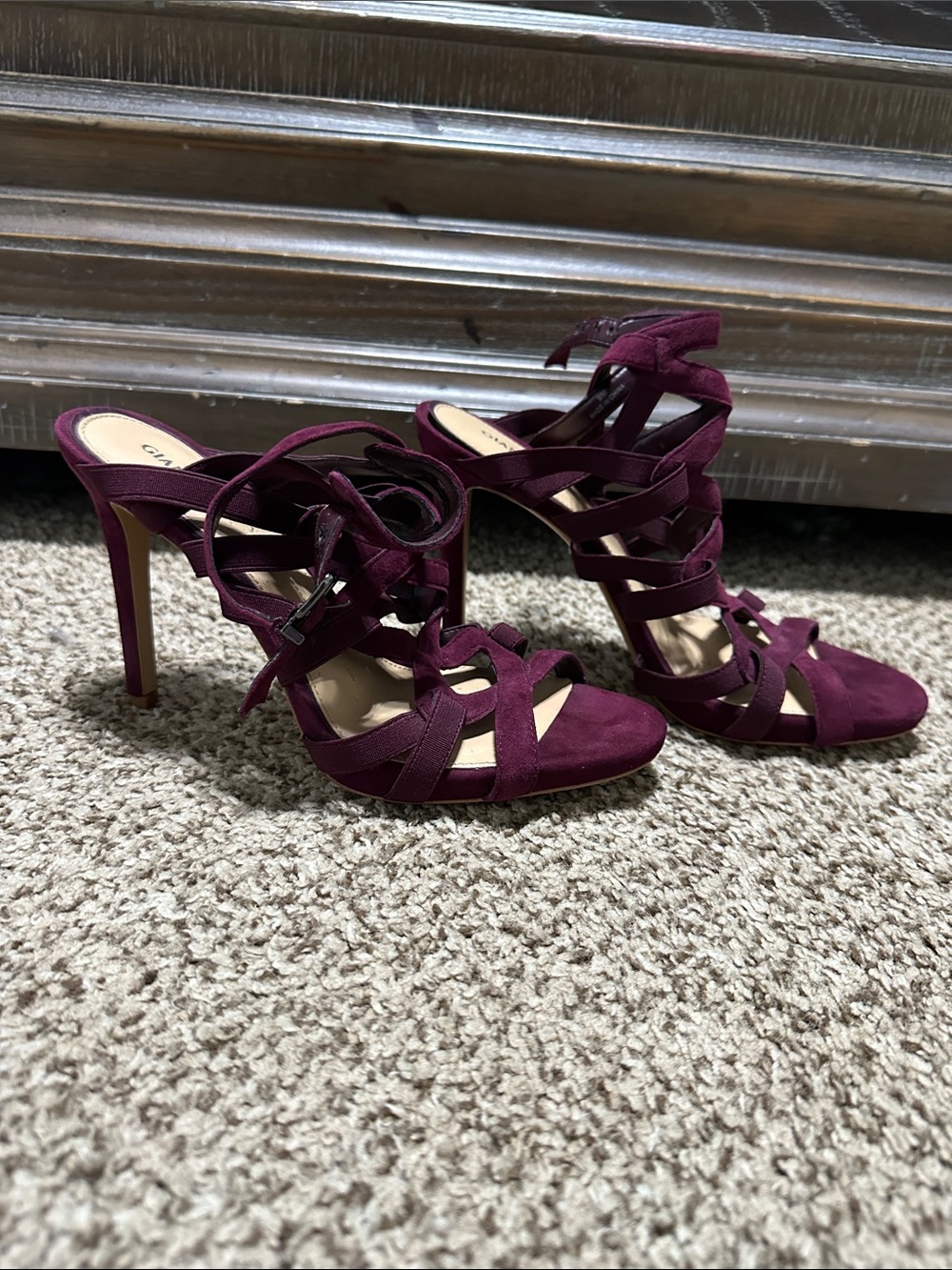 Strappy Burgundy High Heel Sandals